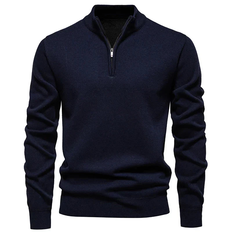 Casual Knitted Sweater with Half Zip