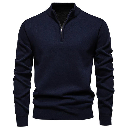 Casual Knitted Sweater with Half Zip