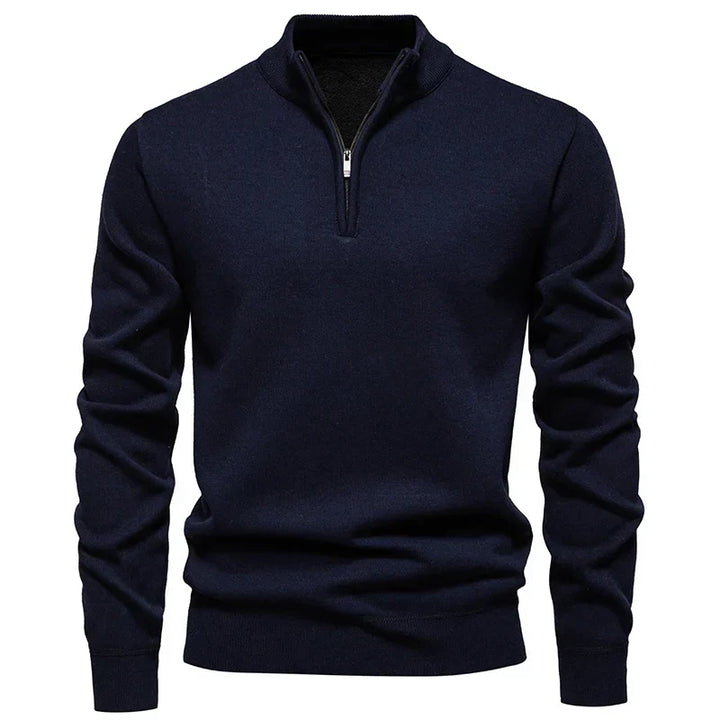 Casual Knitted Sweater with Half Zip