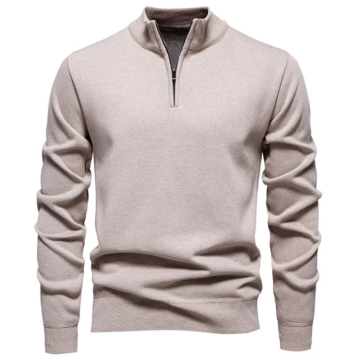 Casual Knitted Sweater with Half Zip
