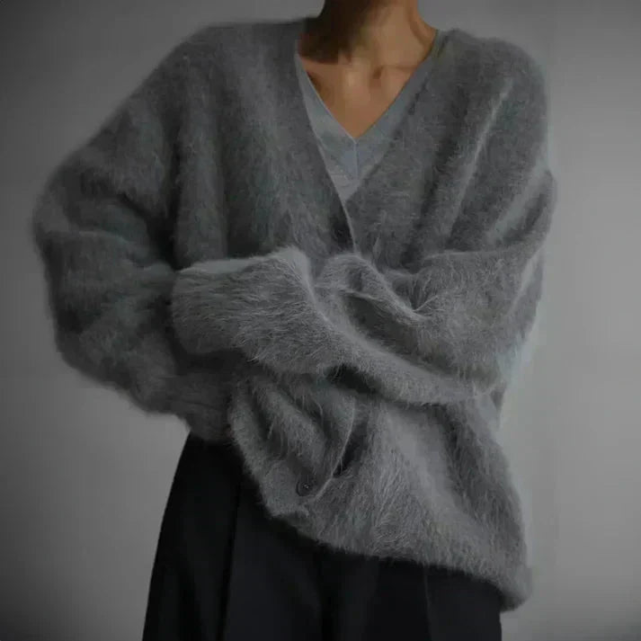 Adele | Women's Luxurious Soft Handle Fuzzy Mohair Cardigan