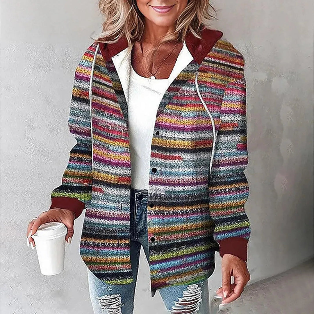 Klea Women's Plaid Hooded Shirt Jacket with Button-Down Front