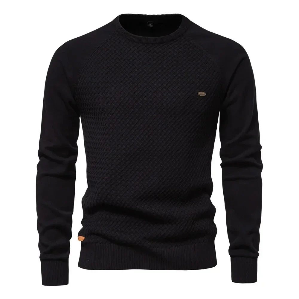Knitted Men's Sweatshirt with Round Neck