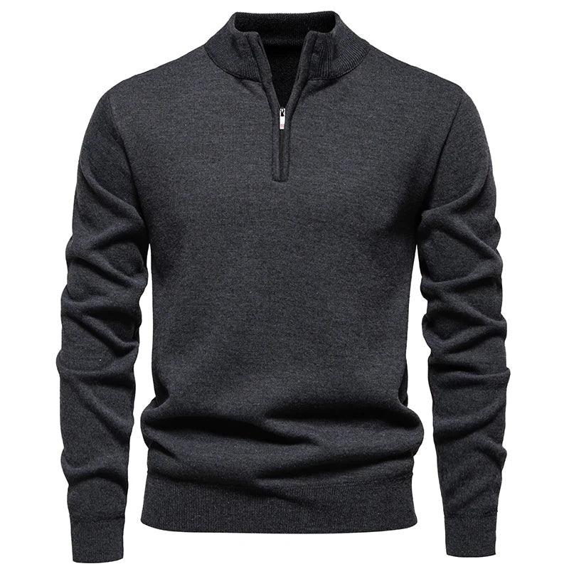 Casual Knitted Sweater with Half Zip