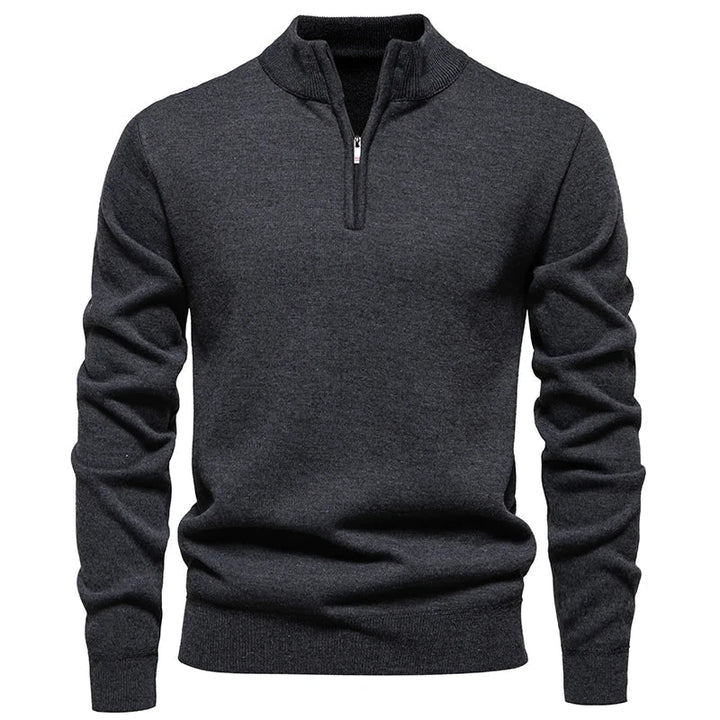 Casual Knitted Sweater with Half Zip
