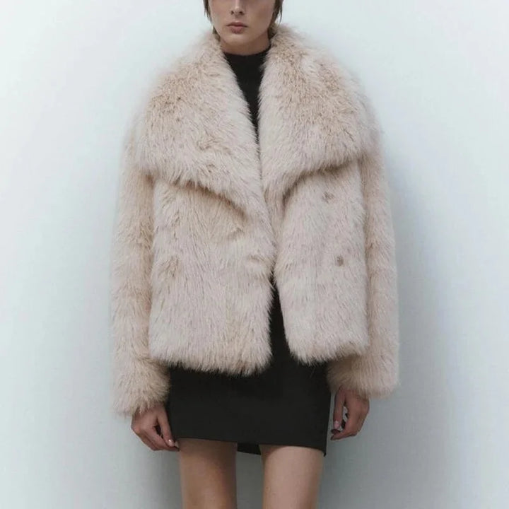 Corinne | Women's Faux Fur Coat with Oversized Shawl Collar
