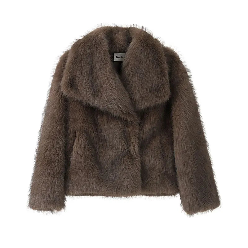 Corinne | Women's Faux Fur Coat with Oversized Shawl Collar