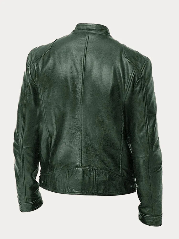 Phineas Women's Biker Jacket with Stand Collar and Zip Pockets