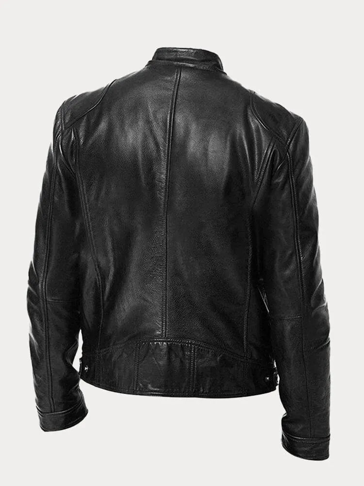 Phineas Women's Biker Jacket with Stand Collar and Zip Pockets