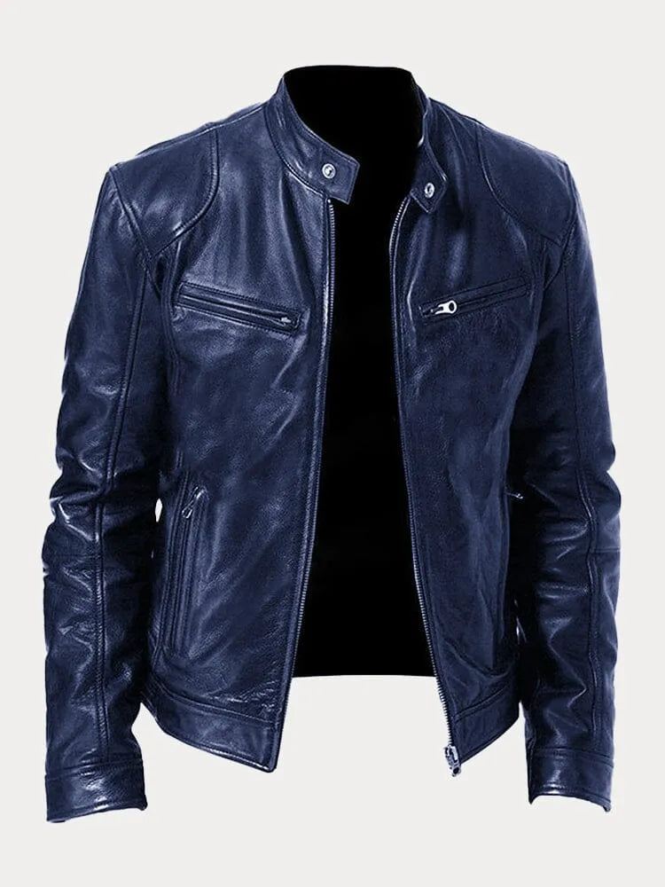 Phineas Women's Biker Jacket with Stand Collar and Zip Pockets