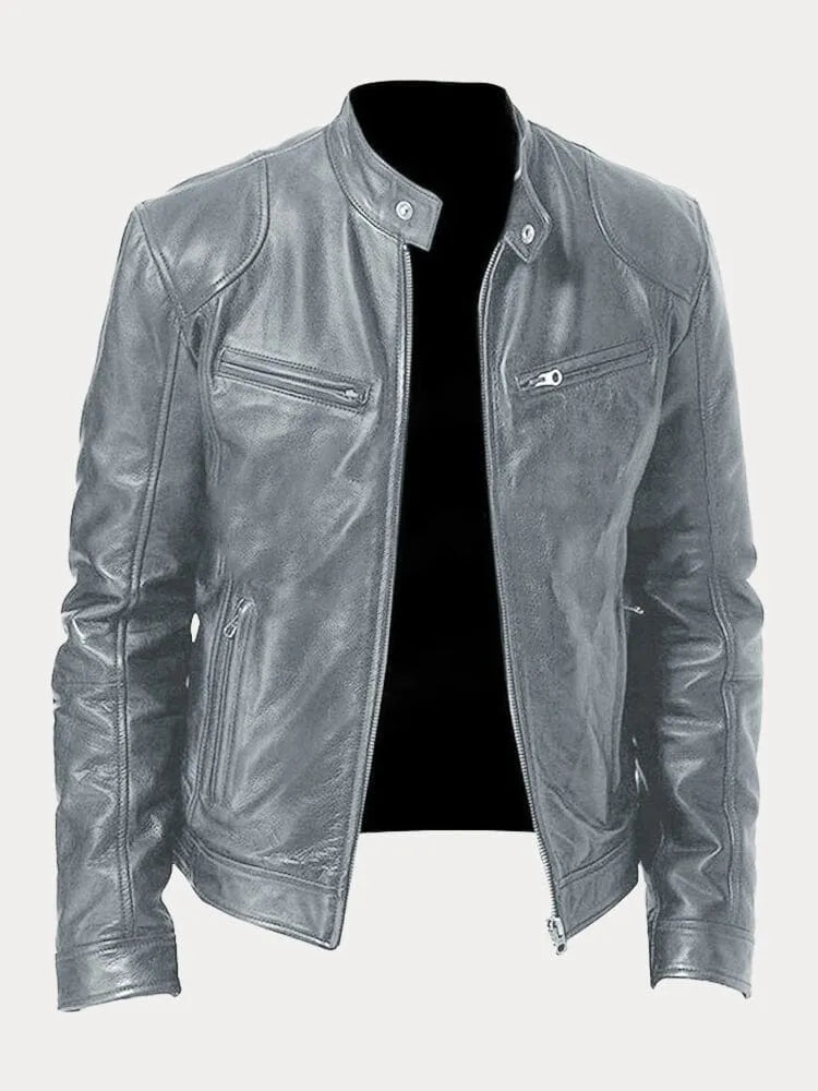 Phineas Women's Biker Jacket with Stand Collar and Zip Pockets