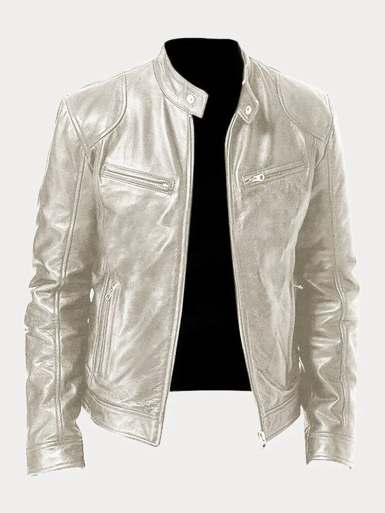 Phineas Women's Biker Jacket with Stand Collar and Zip Pockets