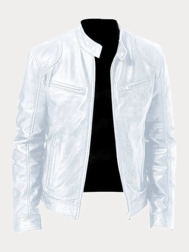 Phineas Women's Biker Jacket with Stand Collar and Zip Pockets