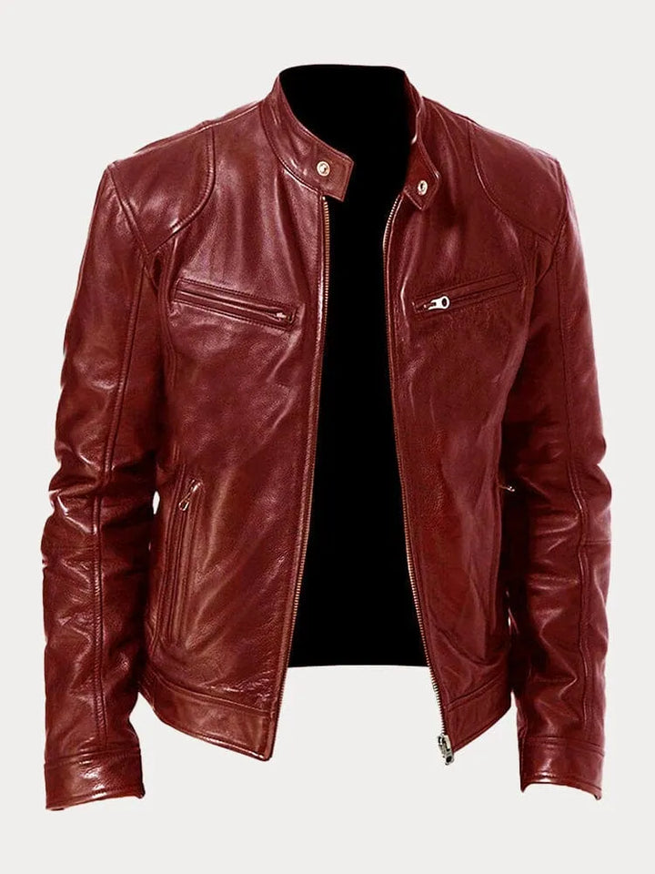 Phineas Women's Biker Jacket with Stand Collar and Zip Pockets