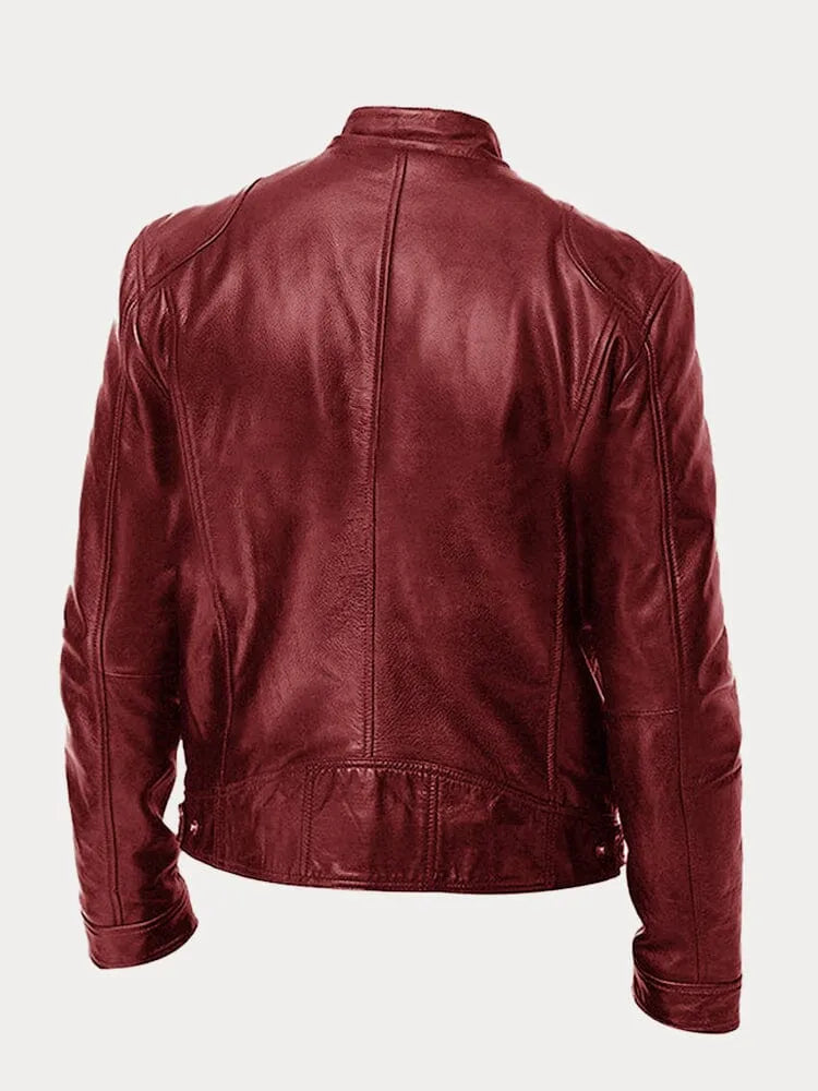 Phineas Women's Biker Jacket with Stand Collar and Zip Pockets