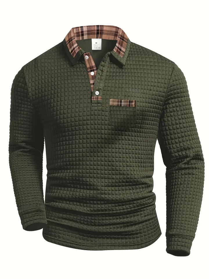 Cason | Men's Textured Weave Knit Polo Sweater
