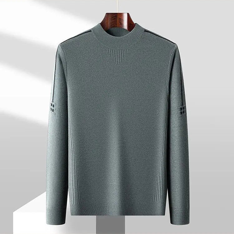 Harriden Men's Jacquard Knit Sweater with Ribbed Mock Neck