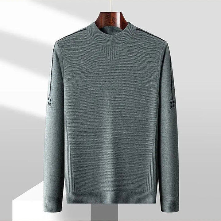 Harriden Men's Jacquard Knit Sweater with Ribbed Mock Neck