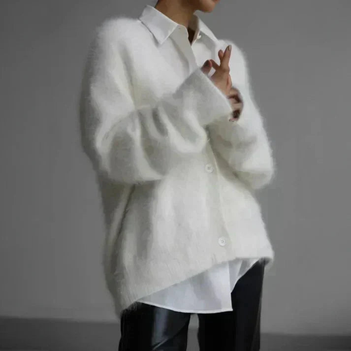 Adele | Women's Luxurious Soft Handle Fuzzy Mohair Cardigan
