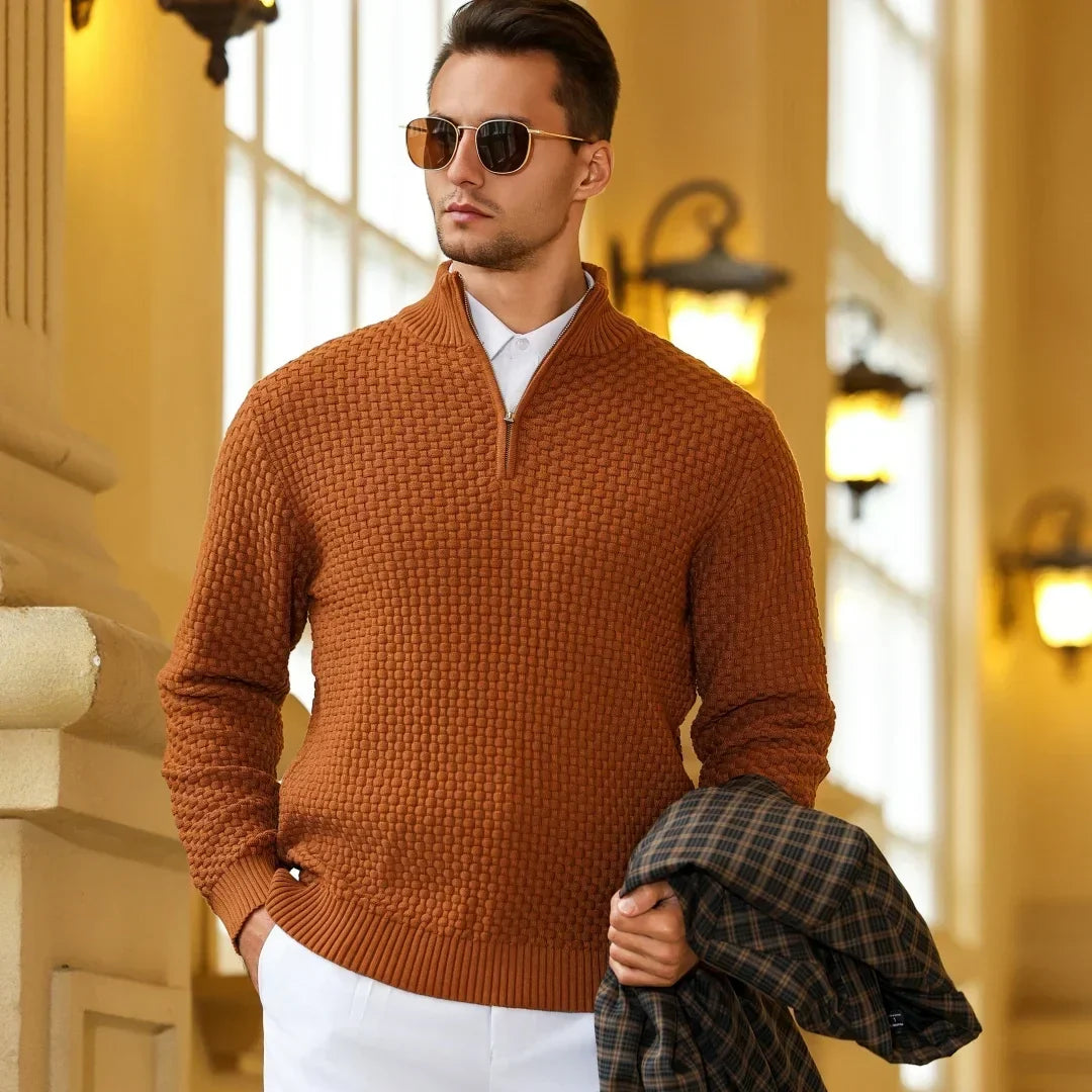 Waffle Knitted Men's Sweater