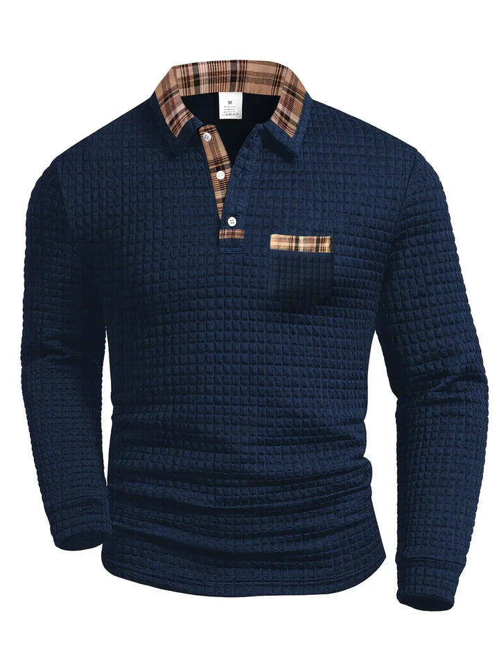Cason | Men's Textured Weave Knit Polo Sweater