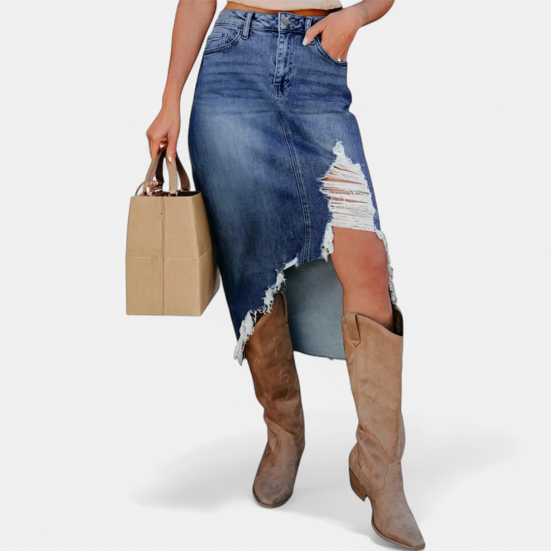 CHLOE | HIGH-WAIST DENIM MAXI SKIRT