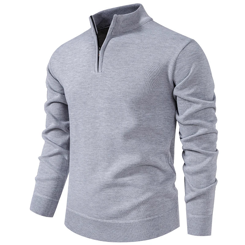 Casual Knitted Sweater with Half Zip