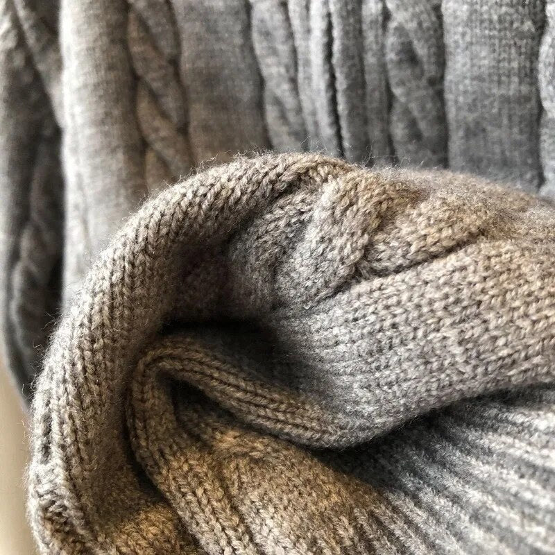 Fiona | Women's Cropped Cable Knit Sweater with Half-Zip Funnel Neck