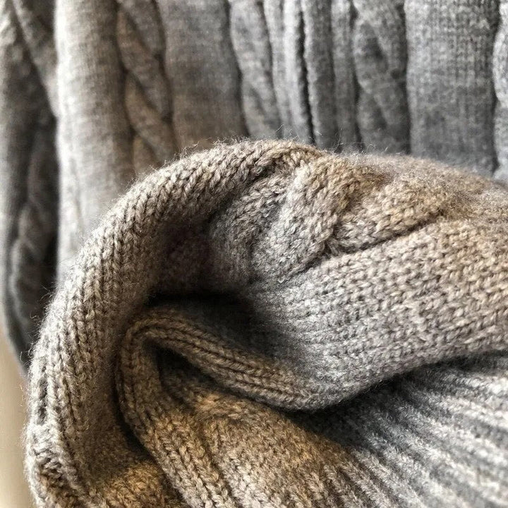 Fiona | Women's Cropped Cable Knit Sweater with Half-Zip Funnel Neck