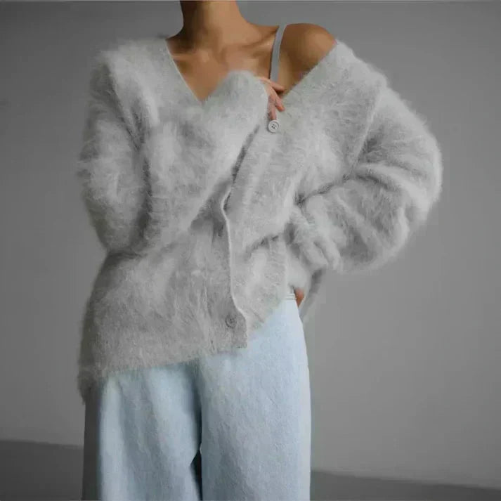 Adele | Women's Luxurious Soft Handle Fuzzy Mohair Cardigan