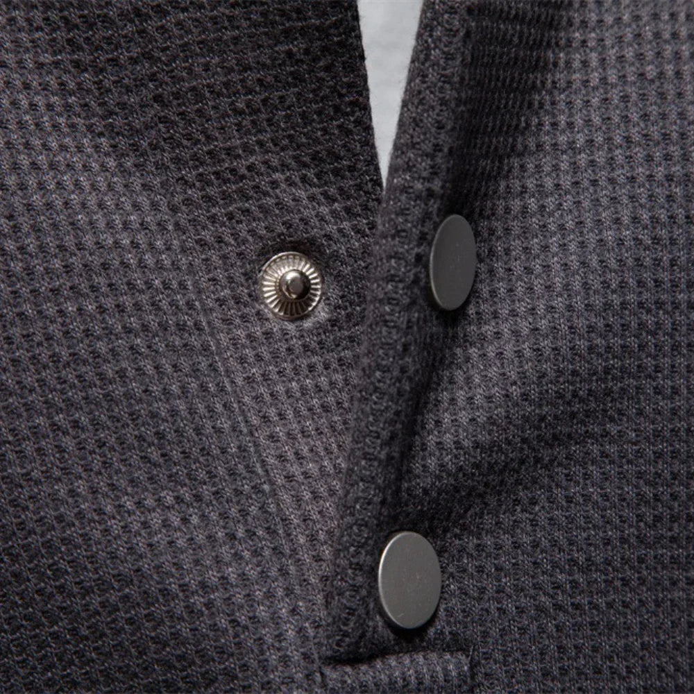 Fleece-Lined Sweatshirt with Button Design