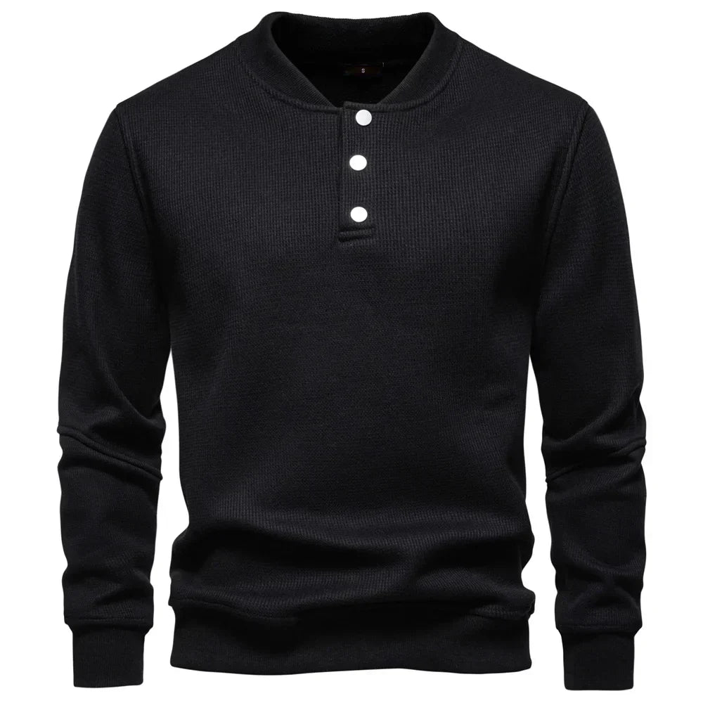 Fleece-Lined Sweatshirt with Button Design