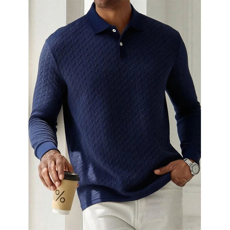 Casual Men's Polo with Long Sleeves