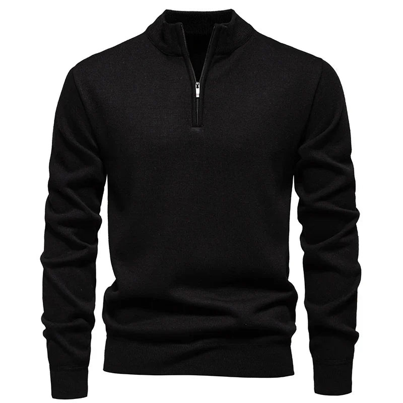 Casual Knitted Sweater with Half Zip