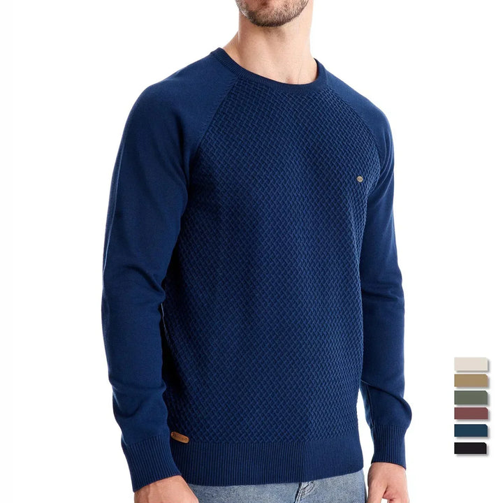 Knitted Men's Sweatshirt with Round Neck
