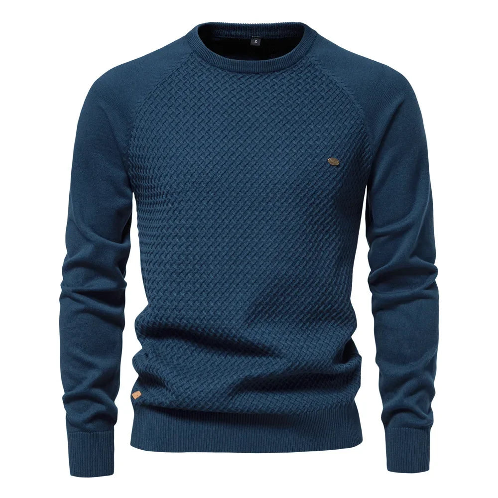 Knitted Men's Sweatshirt with Round Neck