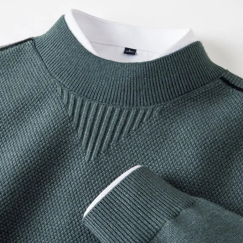Harriden Men's Jacquard Knit Sweater with Ribbed Mock Neck