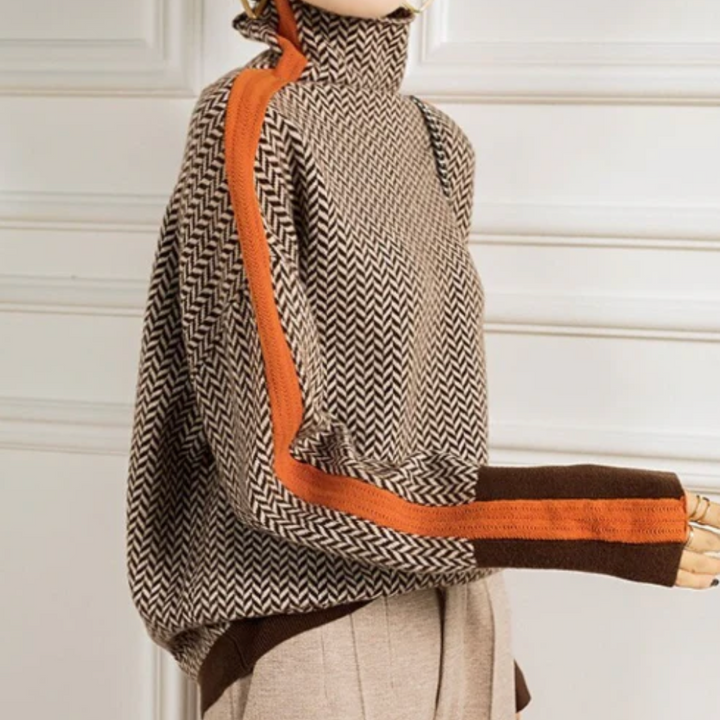Eleanor | Luxe Herringbone Turtleneck