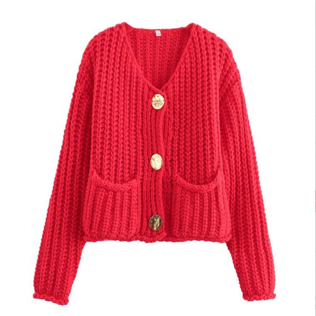 Cassy | Women's Elegant Casual Chunky Knit Cropped Cardigan