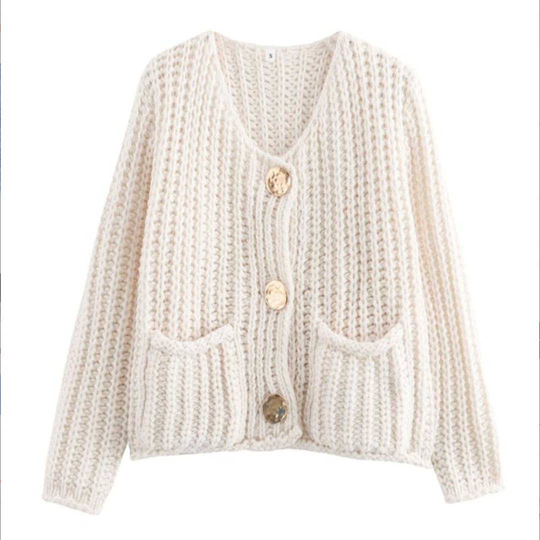 Cassy | Women's Elegant Casual Chunky Knit Cropped Cardigan