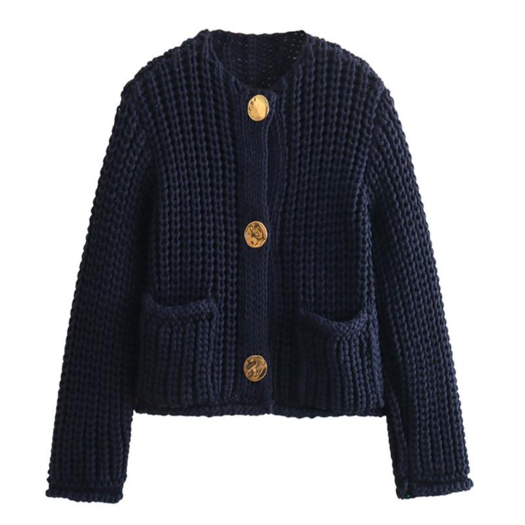 Cassy | Women's Elegant Casual Chunky Knit Cropped Cardigan