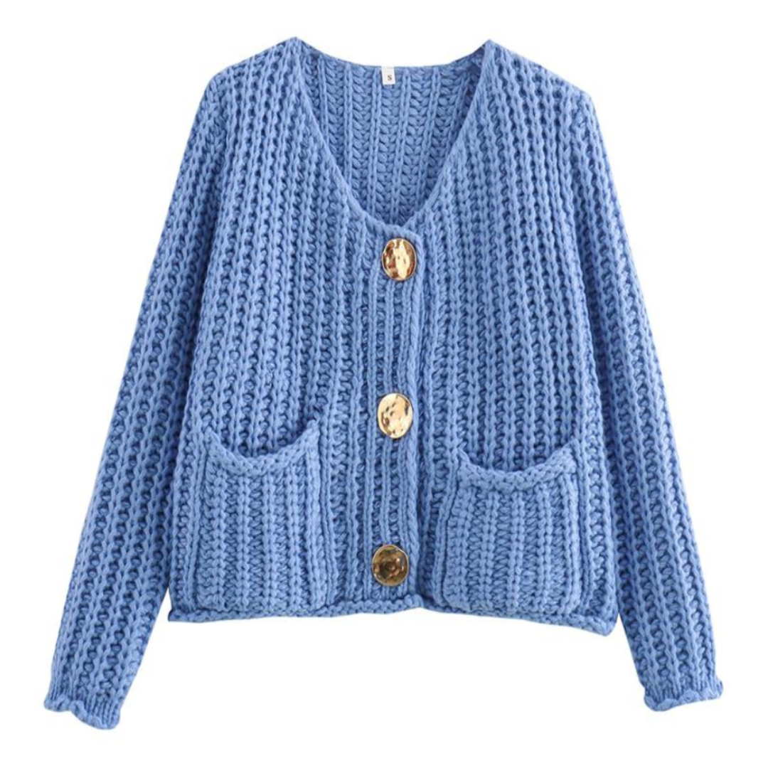 Cassy | Women's Elegant Casual Chunky Knit Cropped Cardigan