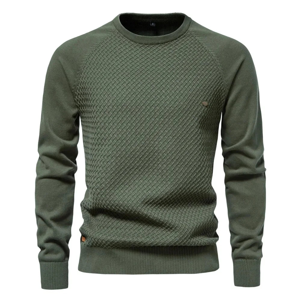 Knitted Men's Sweatshirt with Round Neck