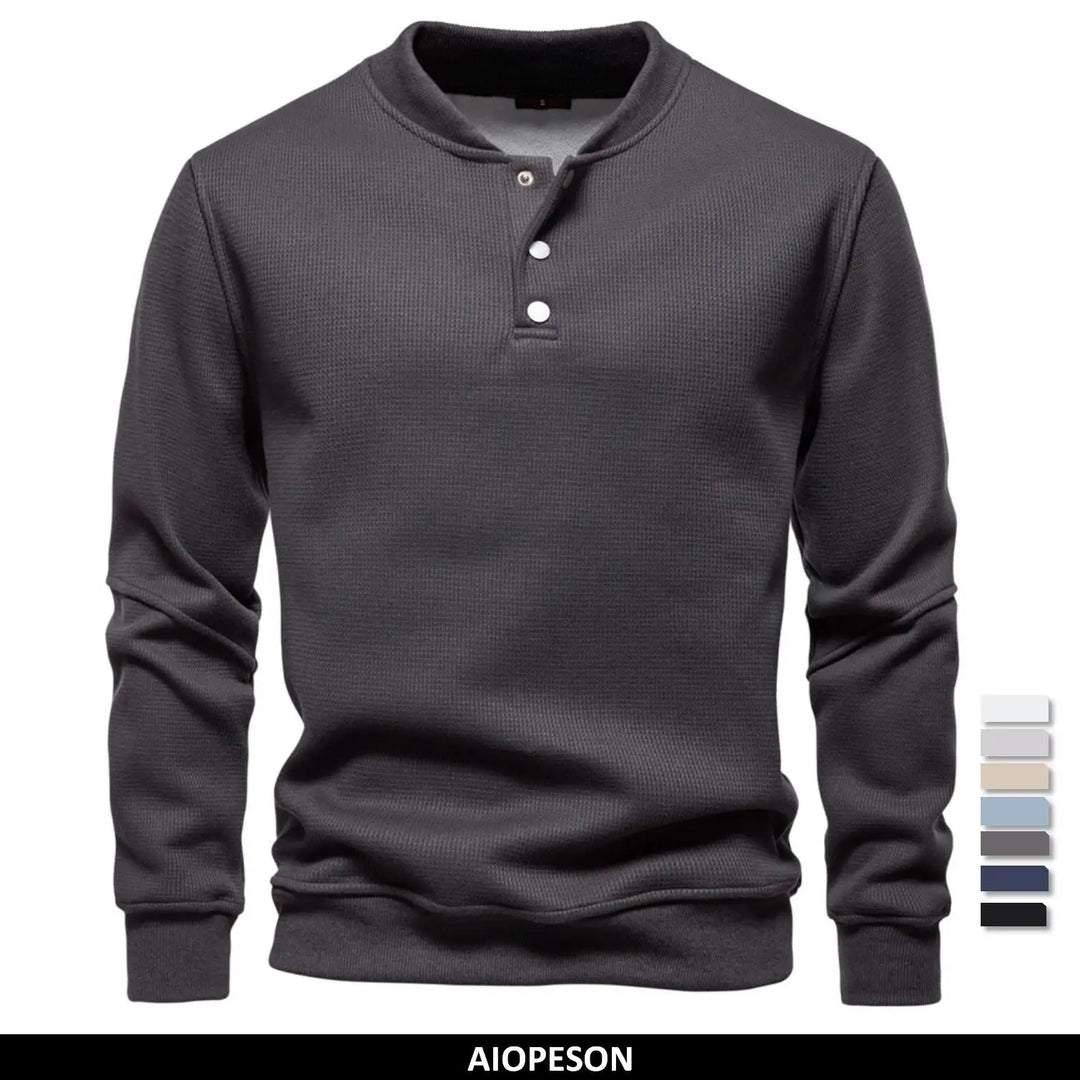 Fleece-Lined Sweatshirt with Button Design