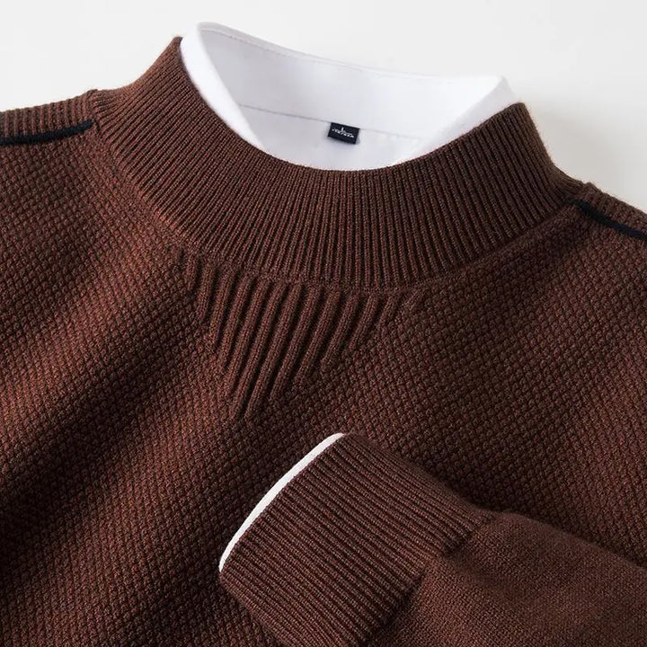 Harriden Men's Jacquard Knit Sweater with Ribbed Mock Neck