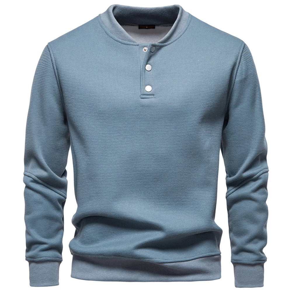 Fleece-Lined Sweatshirt with Button Design