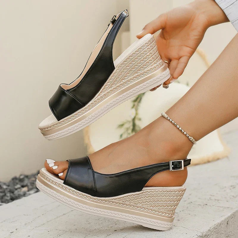 LIVIANA WEDGE SANDALS" could be rephrased as "LIVIANA ELEVATED WEDGE SANDALS.