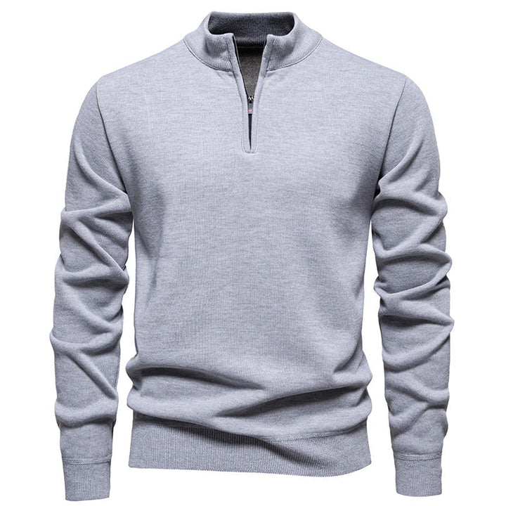 Casual Knitted Sweater with Half Zip