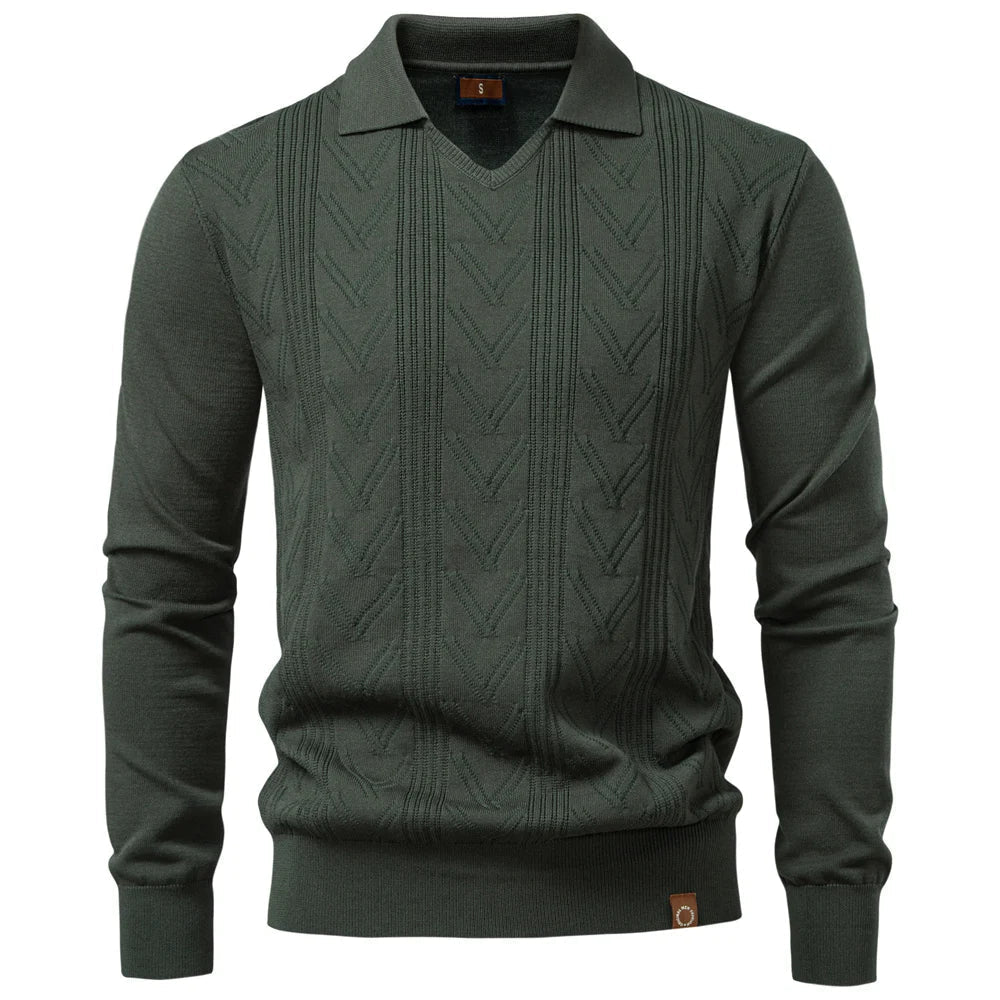 Knitted Luxury Polo with V-Neck