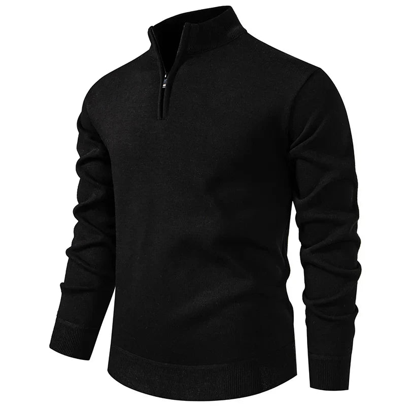 Casual Knitted Sweater with Half Zip